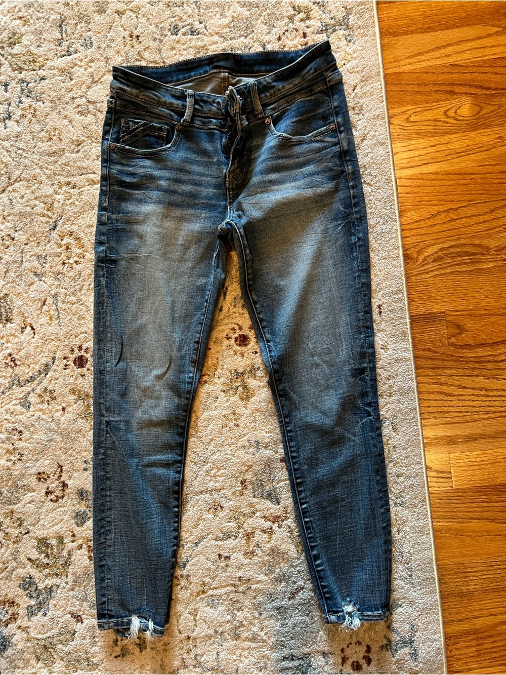 Buckle Dark Blue Cropped High-Rise Skinny Jeans